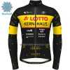 Wielershirt 2022 Lotto-Kern Haus Lange Mouw Winter Thermal Fleece Geel Zwart